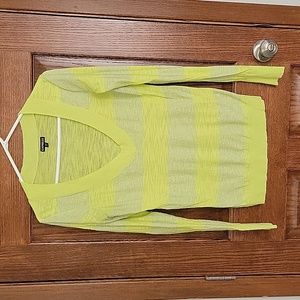 Express Yellow and Silver Shimmer V-neck shirt